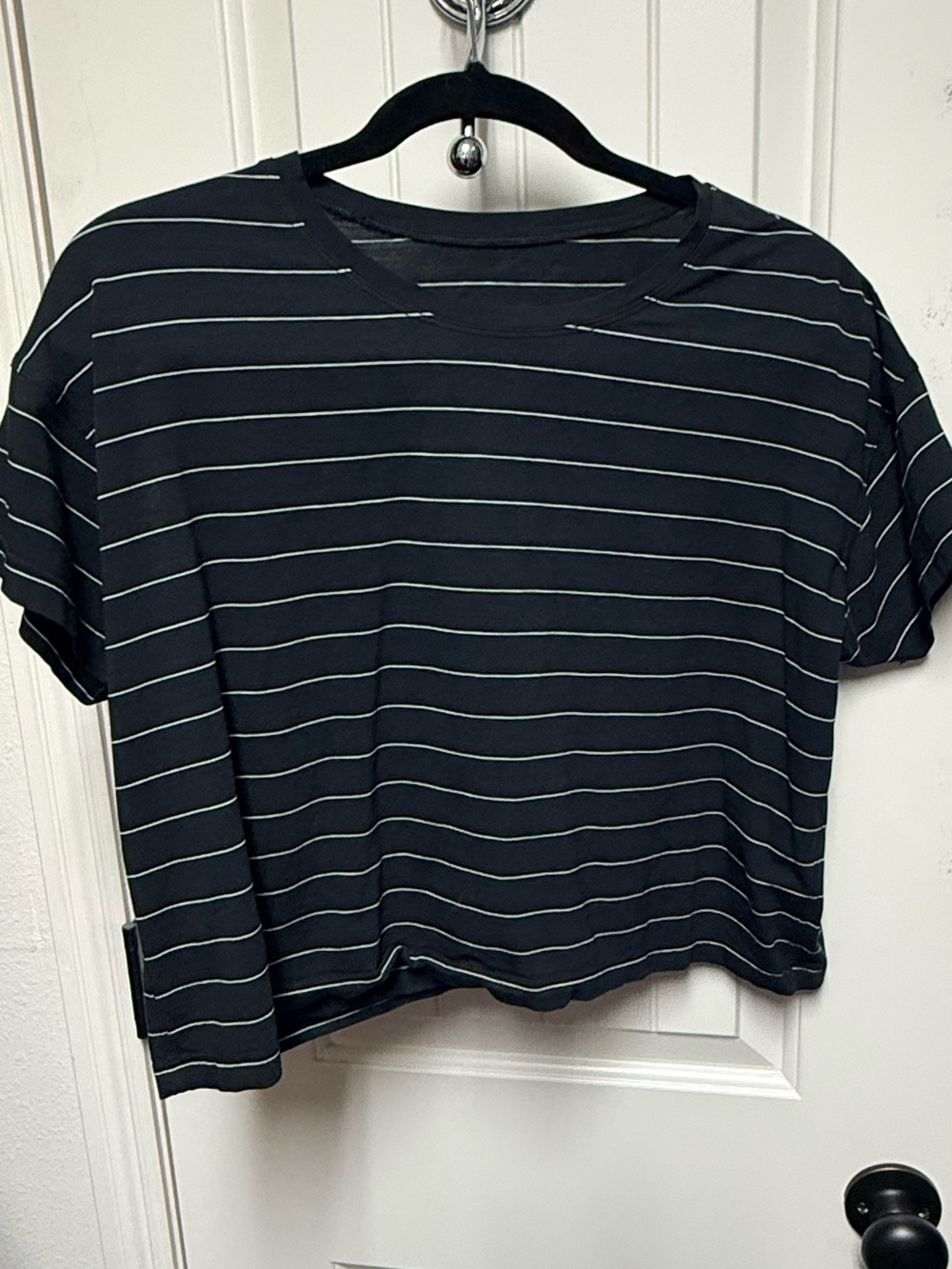 lululemon athletica Black Stripe Cropped Tee